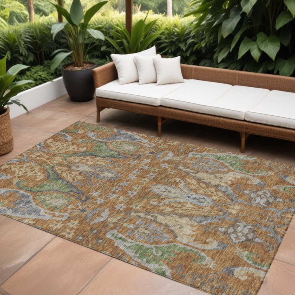 HomeRoots Floral Transitional Rectangle Outdoor Rug