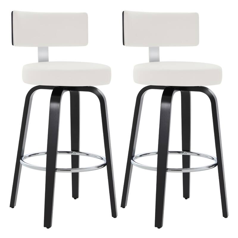Upholstered Swivel Counter/ Bar Stools with T-Shaped Backrest