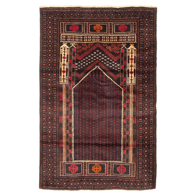 Teimani Burgundy Rug 3'0" x 4'9" - 3'0 x 4'9 - Dark Burgundy - 3'0 x 4'9