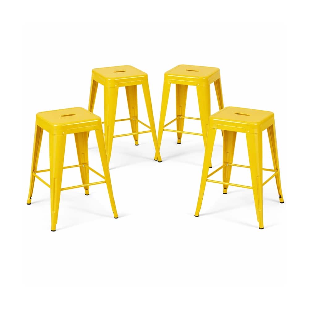 AC Pacific 24 Inch Industrial Stackable Metal Counter Stools Set of 2