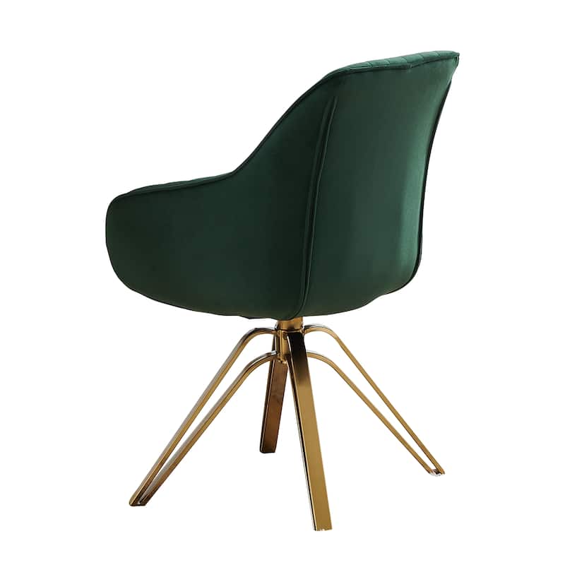 HomeRoots 23" Green Velvet And Gold Swivel Arm Chair - 23