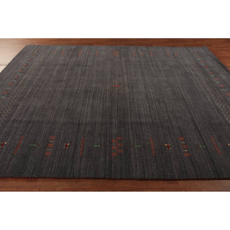 Gabbeh Oriental Area Rug Hand-Knotted Wool Carpet - 8'4"x 9'10"