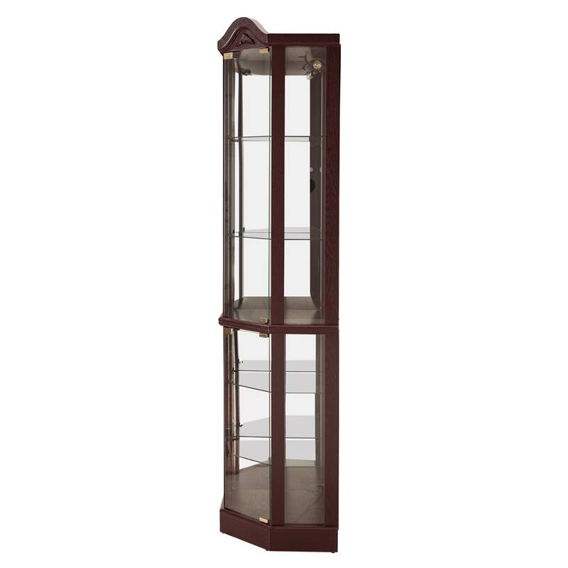 Glass Cabinet Lighted Corner Cabinet Corner Display Curio Cabinet, Glass Display With Light Bar Cabinet, Wine Cabinet