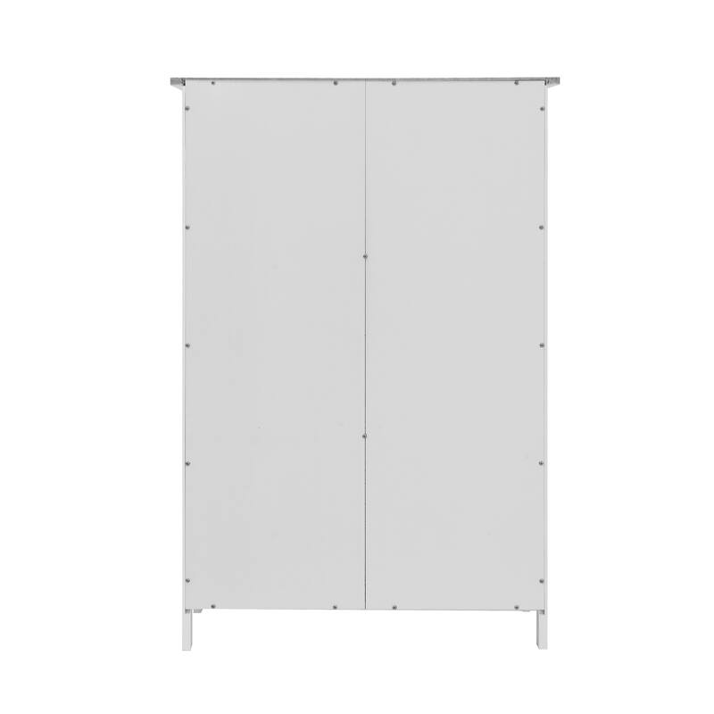 Anmytek White Bathroom Floor Storage Cabinet with Adjustable Shelf and Drawers