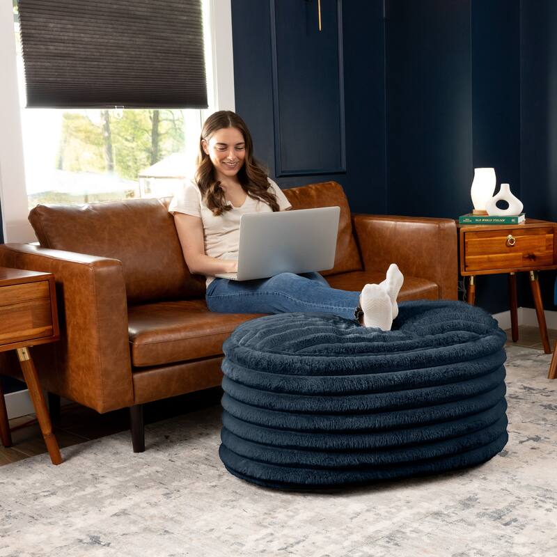 Jaxx Paran Pouf - Fluffy Faux Fur Ottoman for Modern Interior Design