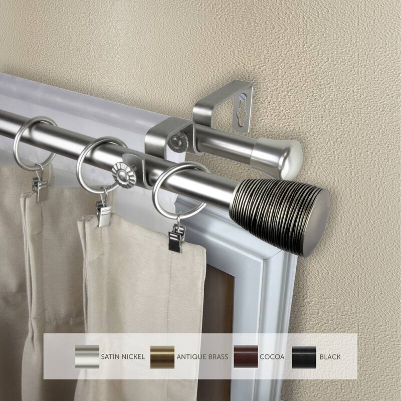 InStyleDesign Zephania Adjustable Double Curtain Rod 13/16 inch dia. - 48 to 84 inches - Satin Nickel