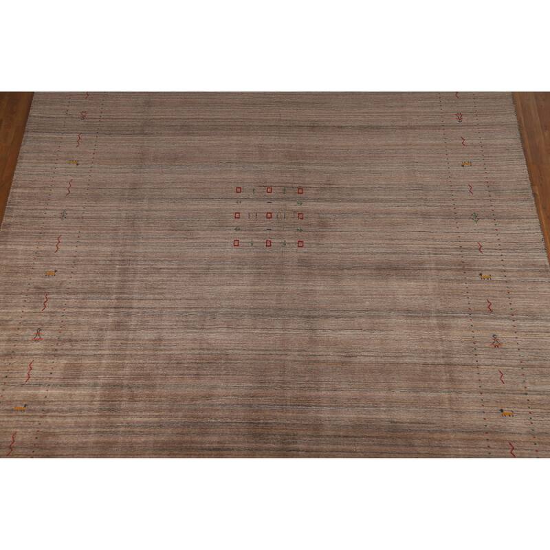 Hand Knotted Oriental 100% Wool Carpet Tribal Tribal Brown Gabbeh Area Rug - 11' 7'' X 9' 0''