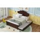 preview thumbnail 4 of 24, Full Platform Bed with Headboard & Twin Trundle - Pine Wood Frame, Cappuccino