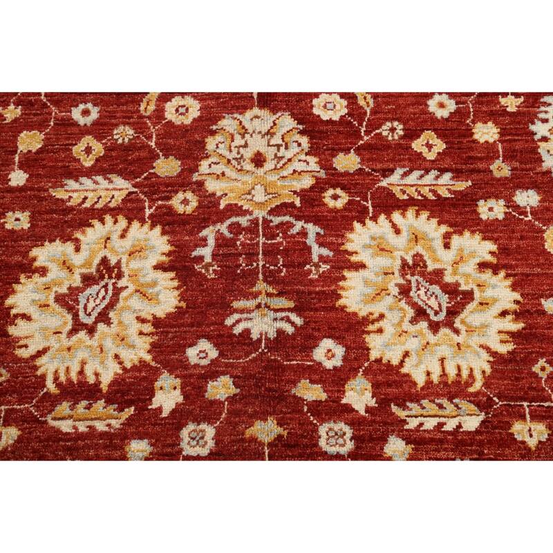 Vegetable Dye Floral Chobi Peshawar Area Rug Hand-knotted Wool Carpet - 9'1" x 12'0"