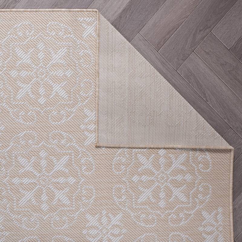 World Rug Gallery Transitional Geometric Textured Flat Weave Indoor/Outdoor Area Rug