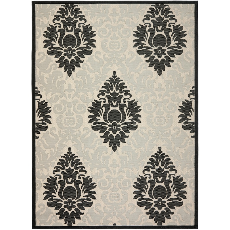 SAFAVIEH Courtyard Donara Boho Indoor/ Outdoor Waterproof Patio Backyard - 8' x 11' - Sand/Black