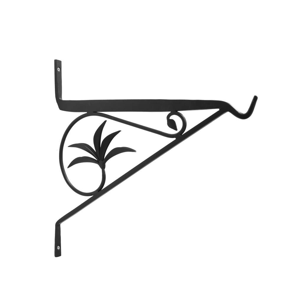 Achla Designs 17"L Black Wrought Iron Indoor/Outdoor Large Morris Wall Bracket, Powder Coated Finish, Home Garden Accessory