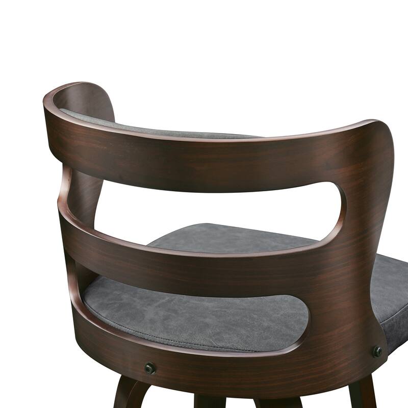 LUE BONA 26"H Modern Walnut Swivel Counter Height Stools, Bar Stools with Backs Set of 3 - 26" H