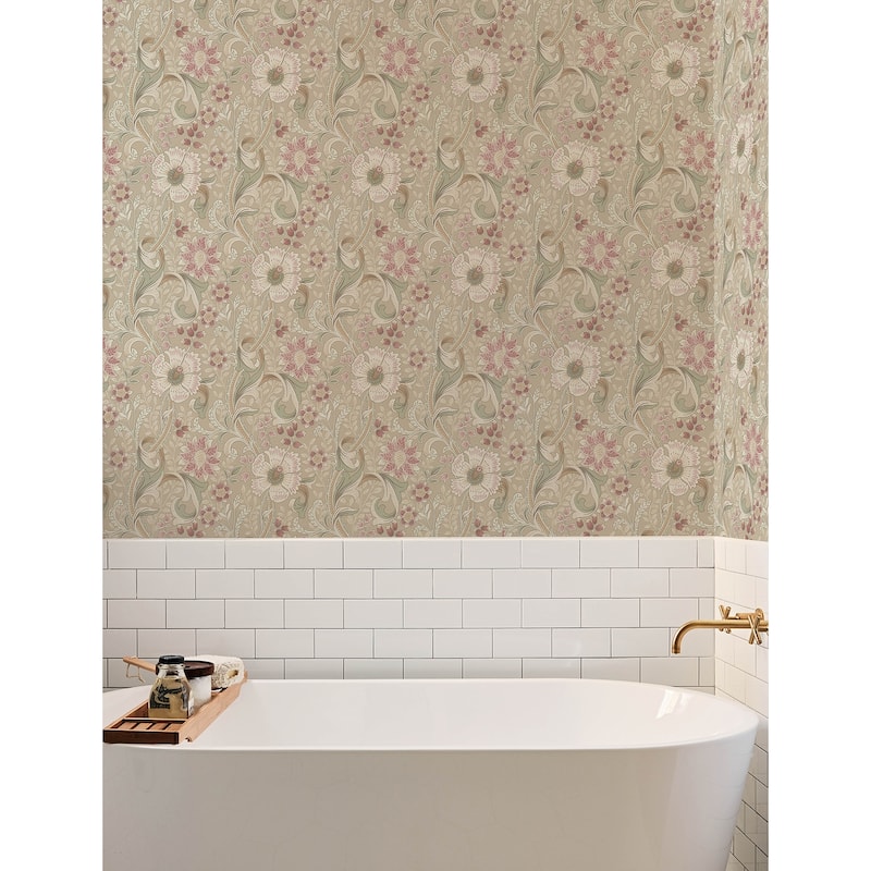 Chesapeake Liora Taupe Floral Trail Wallpaper