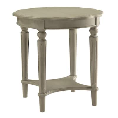 24 in. Antique White Round Wood End Table, Sturdy Build End Side Table for Living Rooms