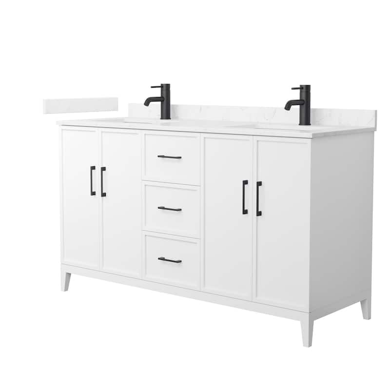 Wyndham Collection WCH717160D-VCA-UNSMXX Elan 60" Free Standing Double - White / Carrara Cultured Marble Top / Matte Black - Painted