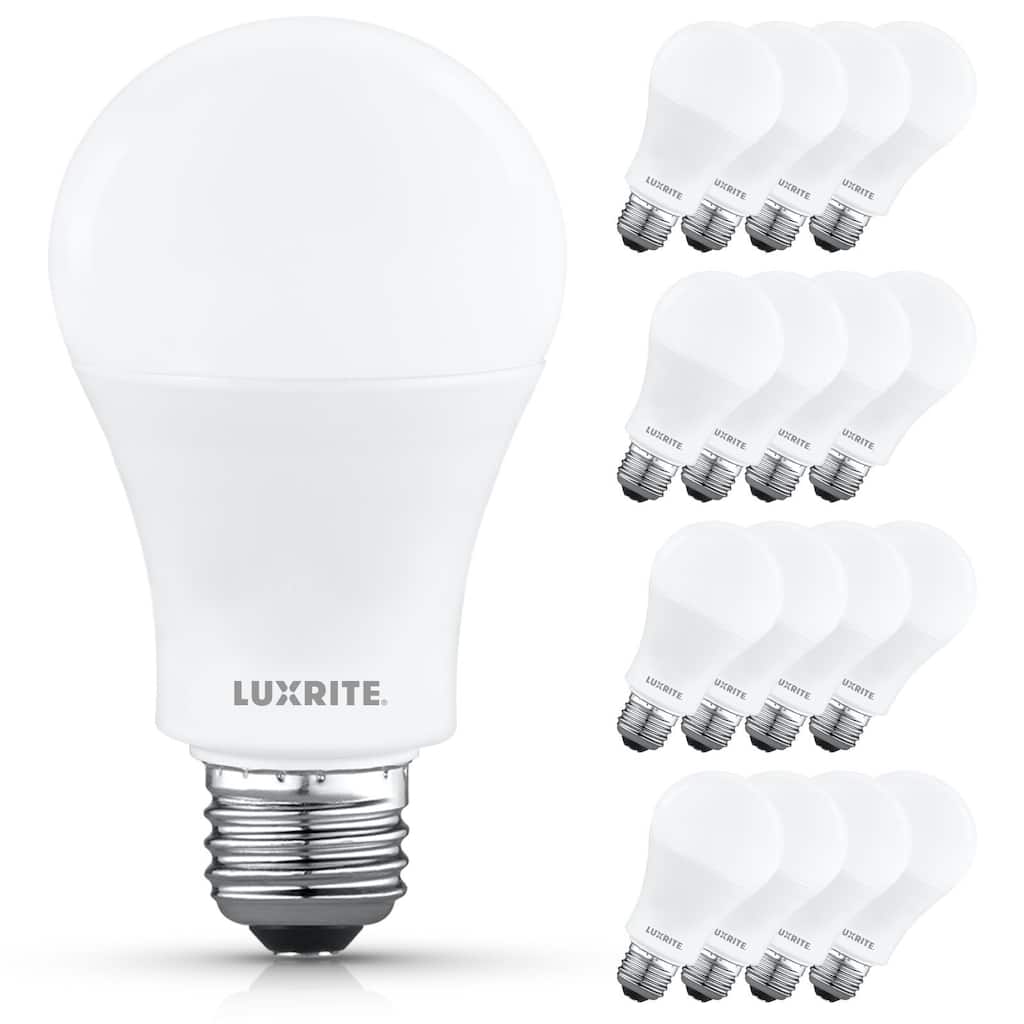 Luxrite A19 LED Light Bulb 12.5W=100W 3000K 1500LM Non-Dimmable E26 Damp Rated ETL Listed 16 Pack - Soft White