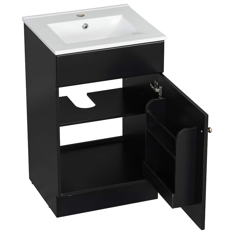 Bathroom Vanity with Sink, Vanity Set with Adjustable Shelf, Bathroom Cabinet with Storage Rack and Soft Closing Door