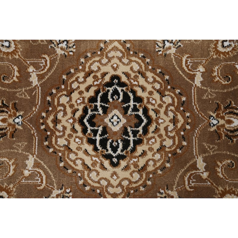 Traditional Brown Floral Oriental Tabriz Area Rug Turkish Carpet