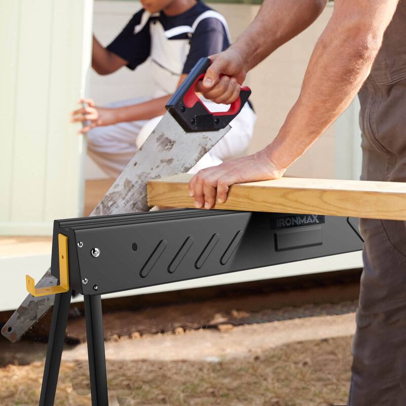 Ironmax 2-Pack Heavy-duty Metal Sawhorses with 2 x 4 Supporting Arms & - See Details