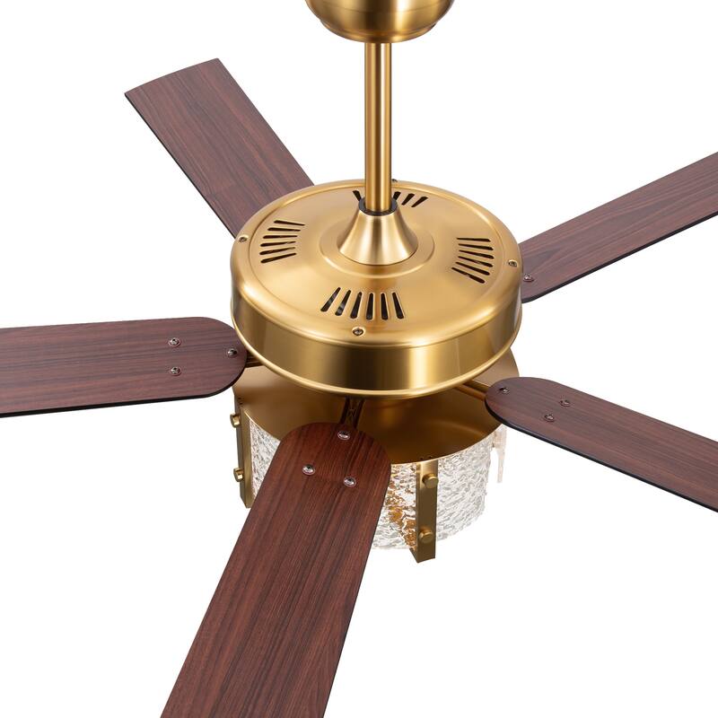 52" Reversible 5-Blade Caged Ceiling Fan with Light and Remote
