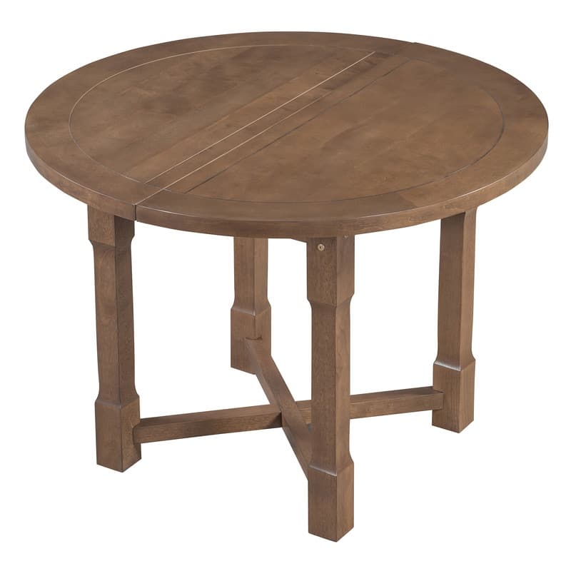 5-Piece Farmhouse Round Dining Set with Removable Leaf and Padded Chairs