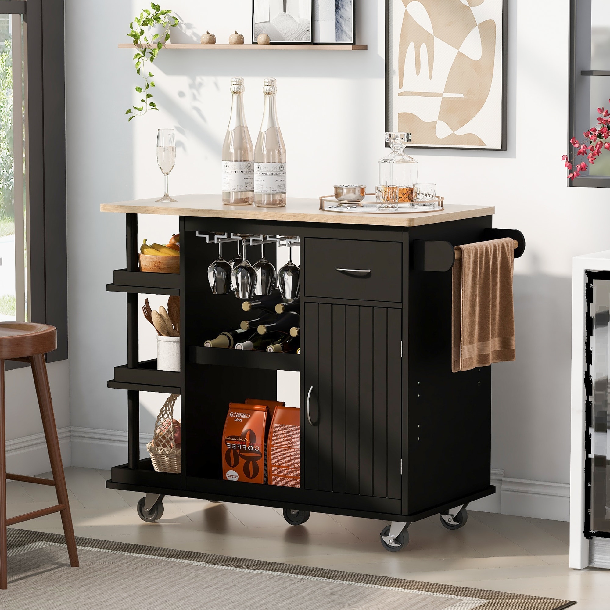 Kitchen cart shop with wine storage
