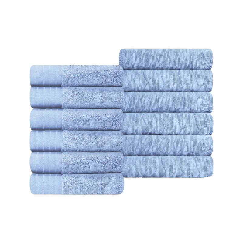 Turkish Cotton Herringbone and Solid Washcloth Towel Set by Superior