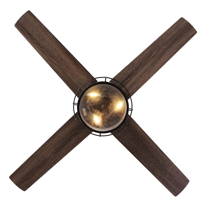 52" Indoor Oil Rubbed Bronze Downrod Mount Industry Ceiling Fan with Light and Remote Control - Size: D: 52 " x H:17"