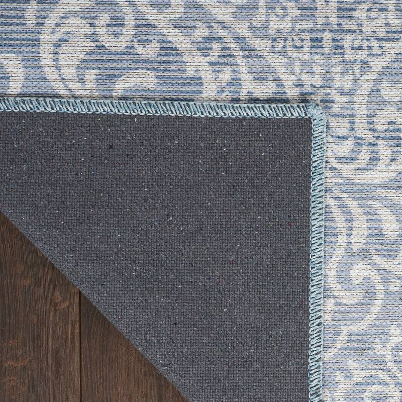 Waverly Machine Washable Botanical Damask Area Rug