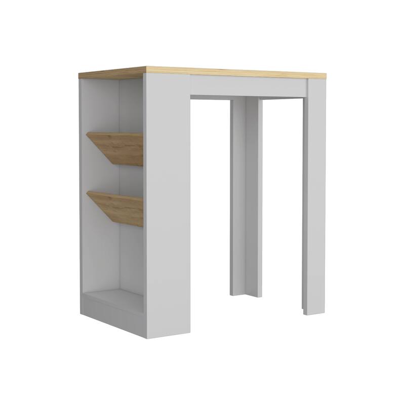 Modern Kitchen Island with Bottle Organizer, Shelf, and Spacious Surface - White/Macadamia 41"