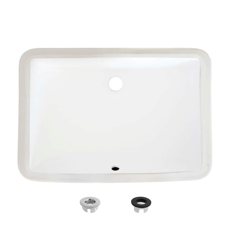 21.25"W x 14.5"D White Rectangular Undermount Bathroom Sink - White