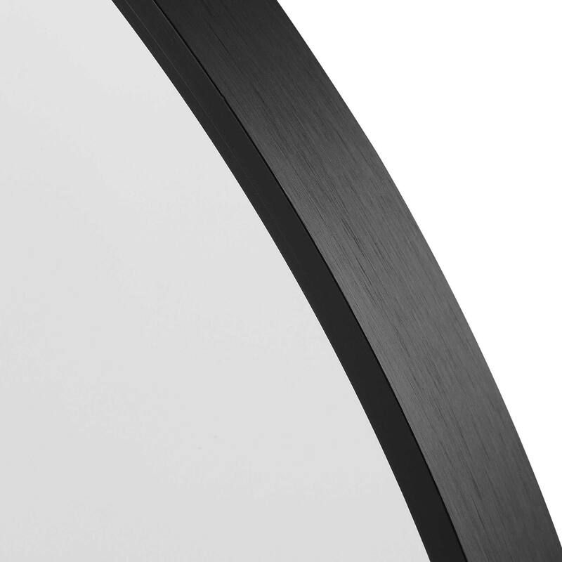 HomeRoots 39" Black Arch Metal Framed Bathroom Vanity Mirror - 28.29 in. x 39.30 in. x 3.53 in.