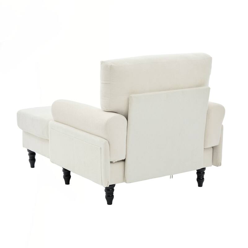 Modern Minimalist Chenille Fabric Chaise Lounge Recliner Single Sofa Living Room Bedroom