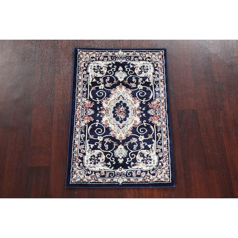 Blue Floral Medallion Transitional Turkish Rug Oriental Carpet