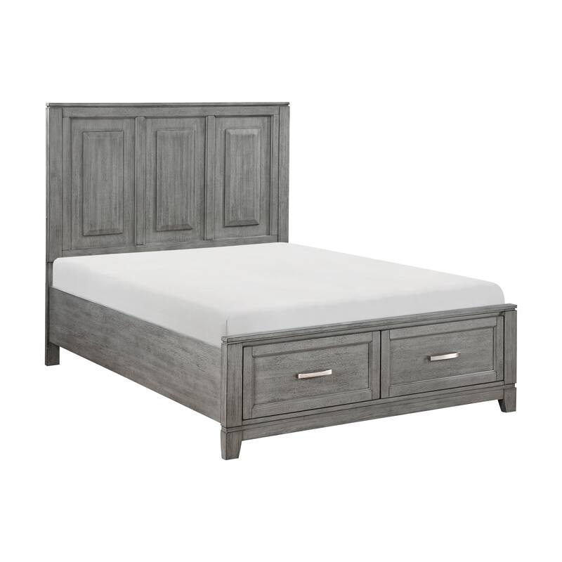 Gray Finish 3pc Bedroom Set Platform Storage Bed and Two Nightstands