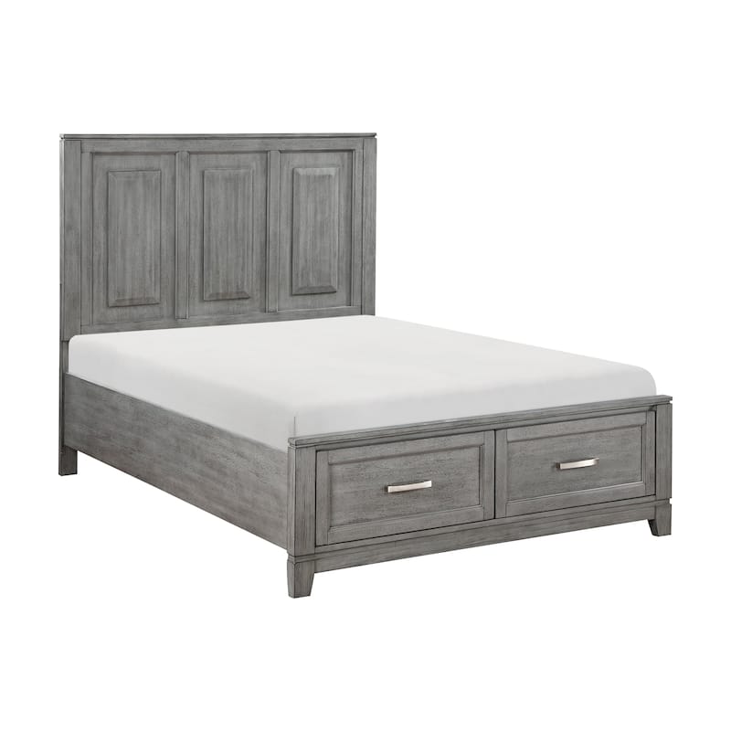 Rustic Gray Bedroom Furniture 3pc Bed Dresser Mirror Set