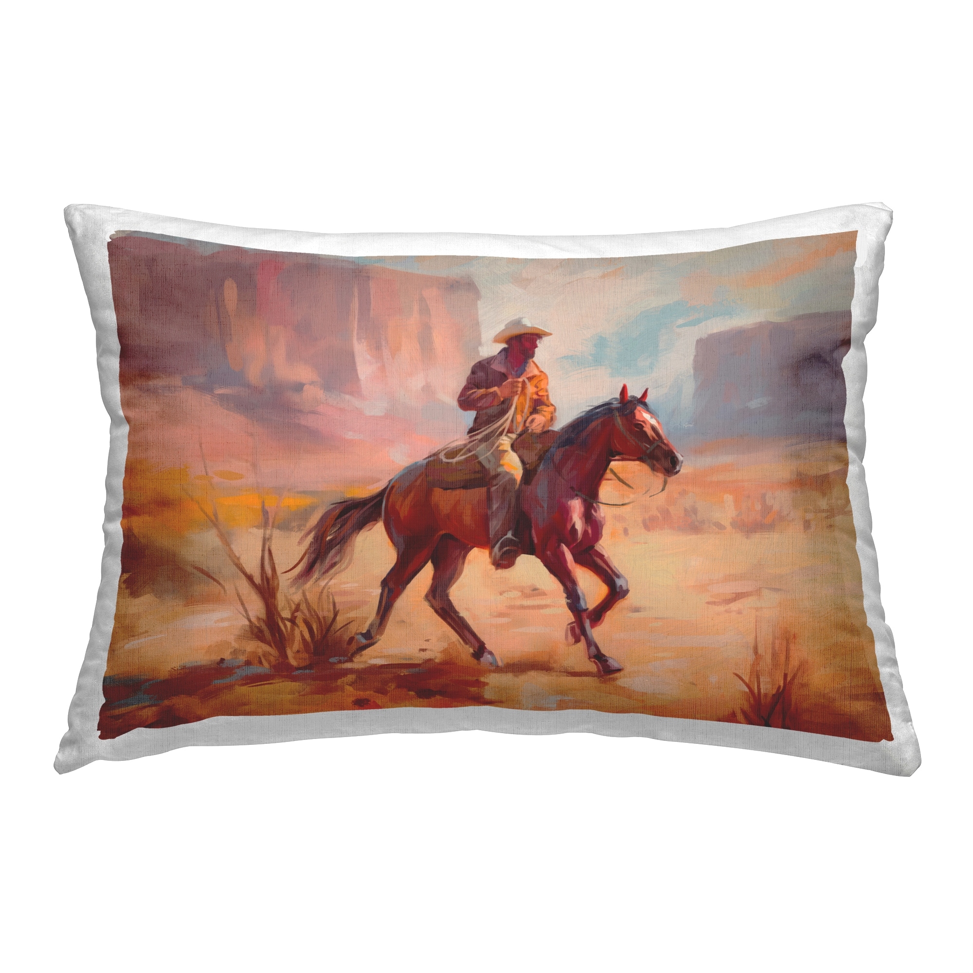 Stupell Cowboy Desert Landscape Decorative Printed Throw Pillow Design by Ziwei Li