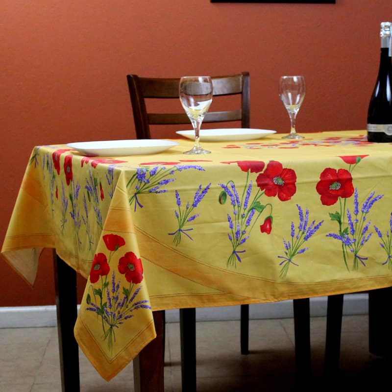 Wipeable Spill Resistant Provencal Cotton Cannes Collection Tablecloth