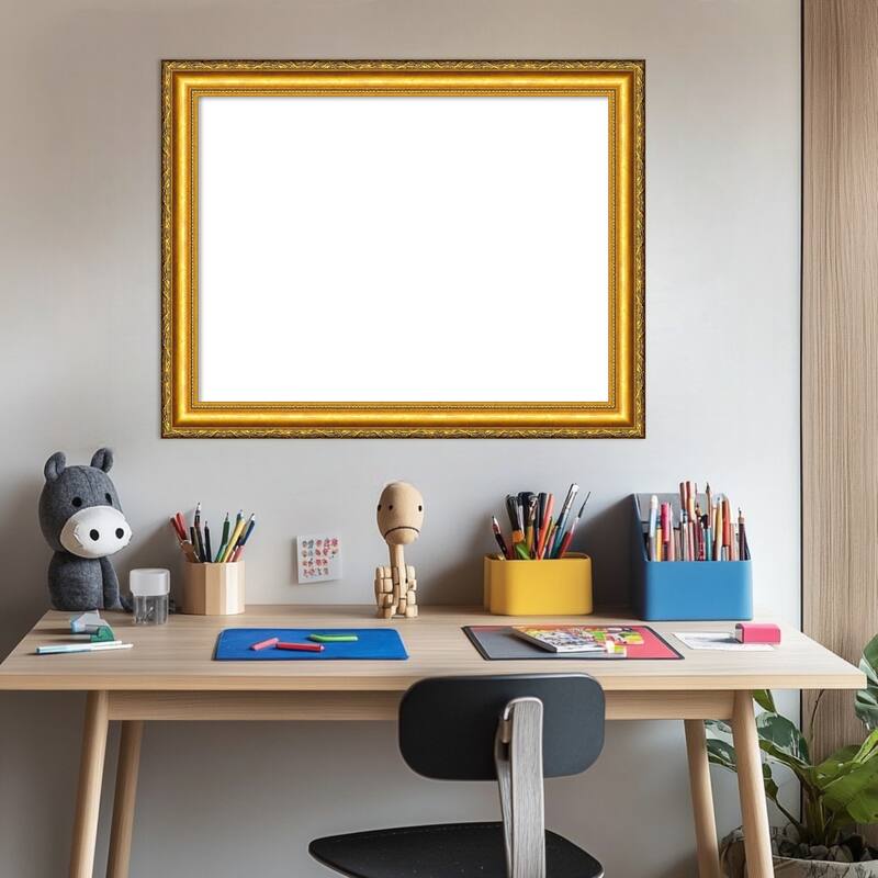 Amanti Art Colonial Embossed Gold Framed Dry Erase Magnetic Board