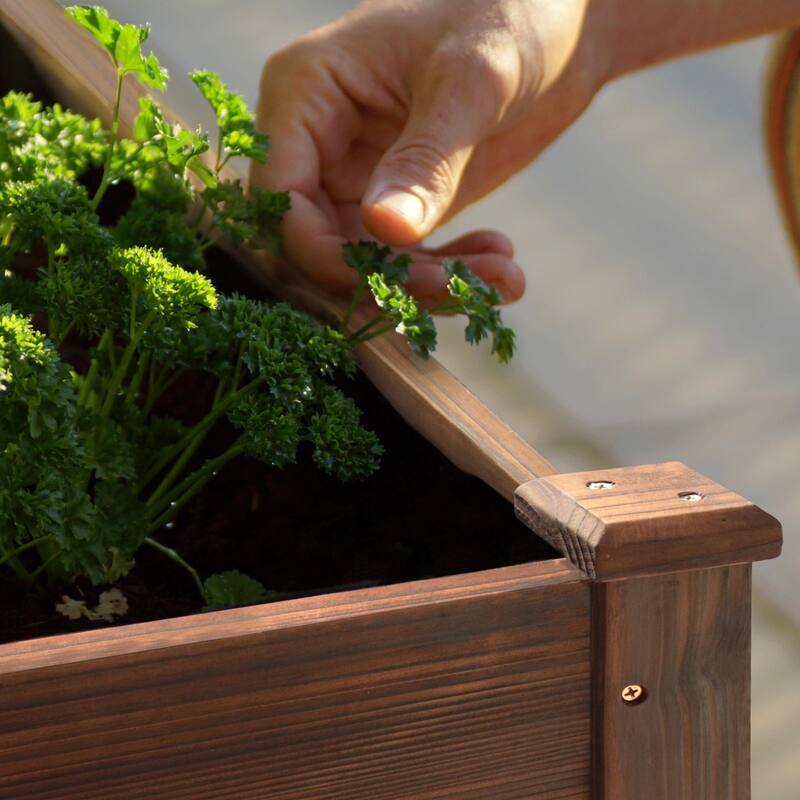 VEIKOUS Wood Raised Garden Bed Planter Box with Four Wheels and Legs, 46.8''W x 22.4''D x 33''H - 46.8''W x 22.4''D x 33''H