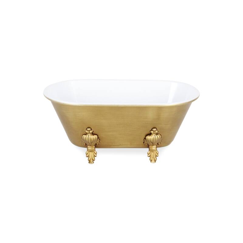 Claw-Foot Tub with Fleur de Lis Decoration - 12" - Gold and White