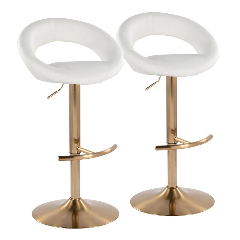 Silver Orchid Poppy Adjustable Bar Stool with Rounded T Footrest (Set of 2)