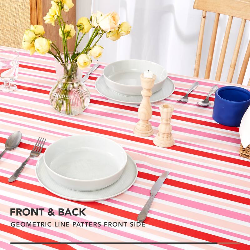 Deconovo Waterproof Polyester Tablecloth with Three Striped Patterns