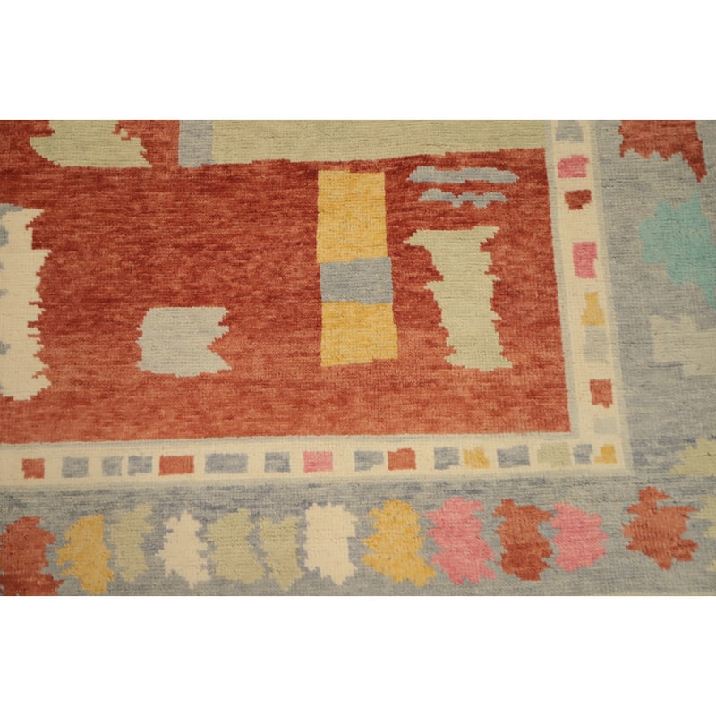 Hand Knotted Oriental 100% Wool Carpet Modern Geometric Oranges & Rust Gabbeh Area Rug - 8' 9'' X 5' 11''