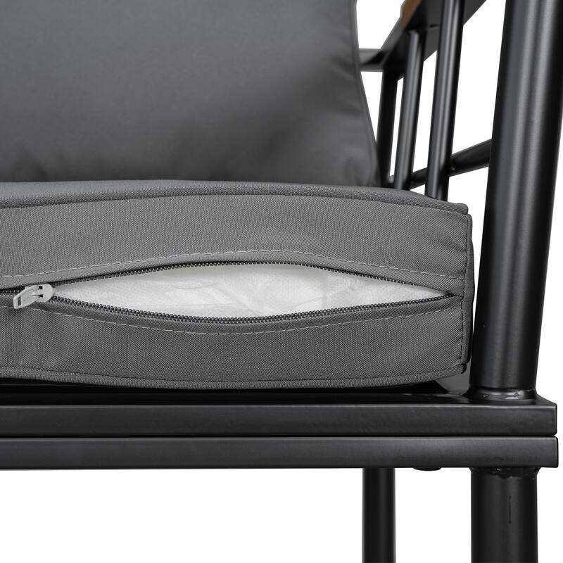 Outdoor Wood Chairs Set with Metal Table for Patio (Set of 5)