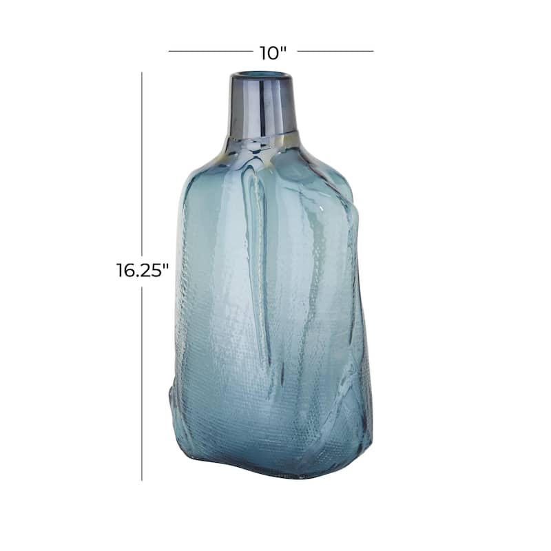 Glass Handmade Blown Decorative Vase - Blue - Roche River Decor