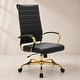 preview thumbnail 88 of 98, Benmar Ribbed Leather Executive High Back Office Chair with Gold Frame, Swivel, Tilt, Lumbar Support