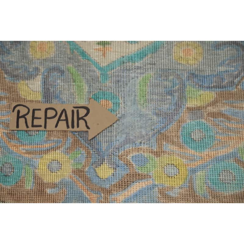 Hand Knotted Oriental 100% Wool Carpet Traditional Floral Beige & Ivories Tabriz Area Rug - 12' 2'' X 9' 7''