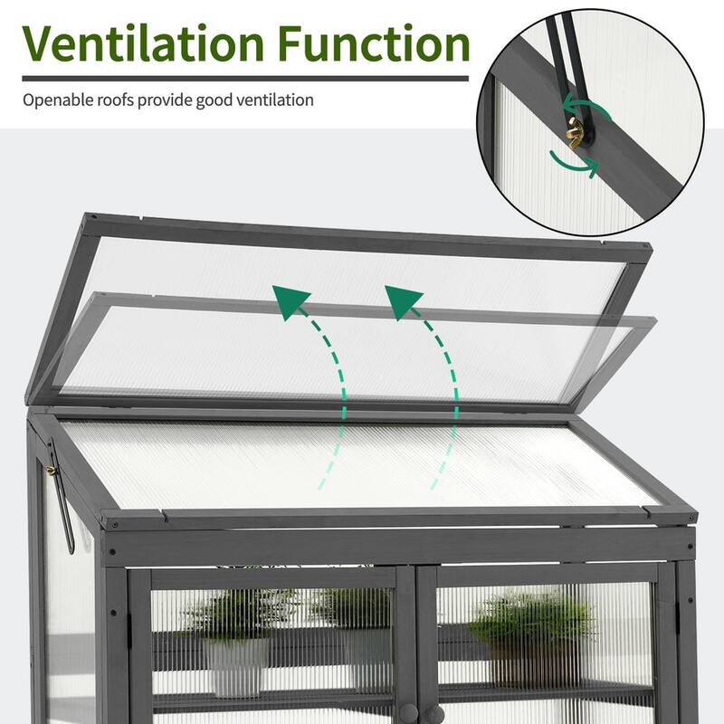 MCombo 2-Tier Cold Frame Greenhouse, Solid Wood 0160